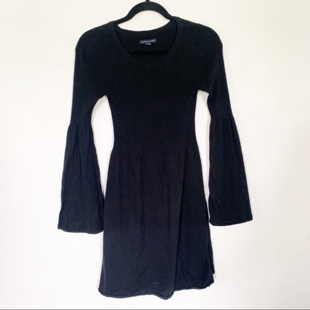 American Eagle Black Long Sleeve Knit Sweater Dress